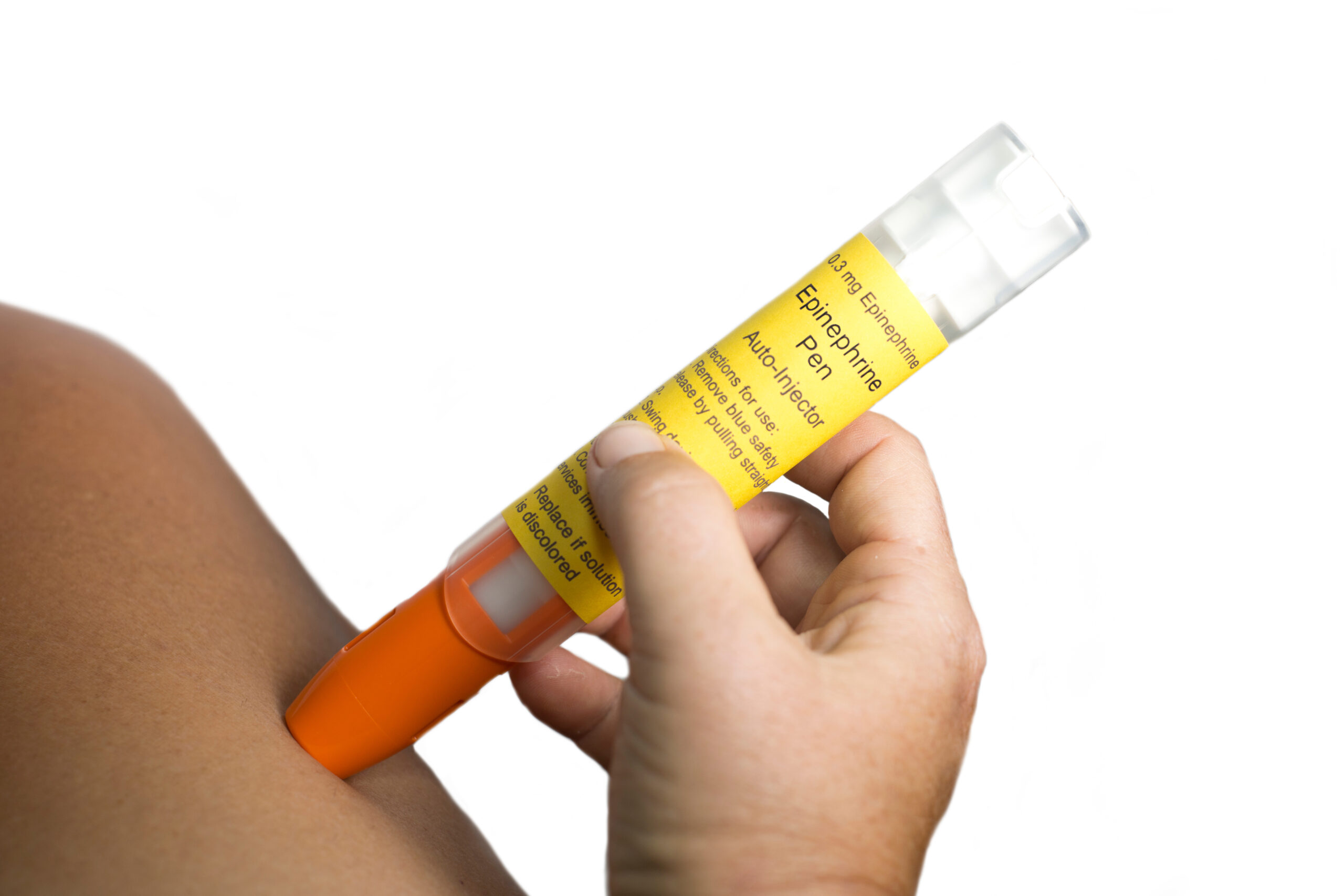 Demonstration auto injector in use