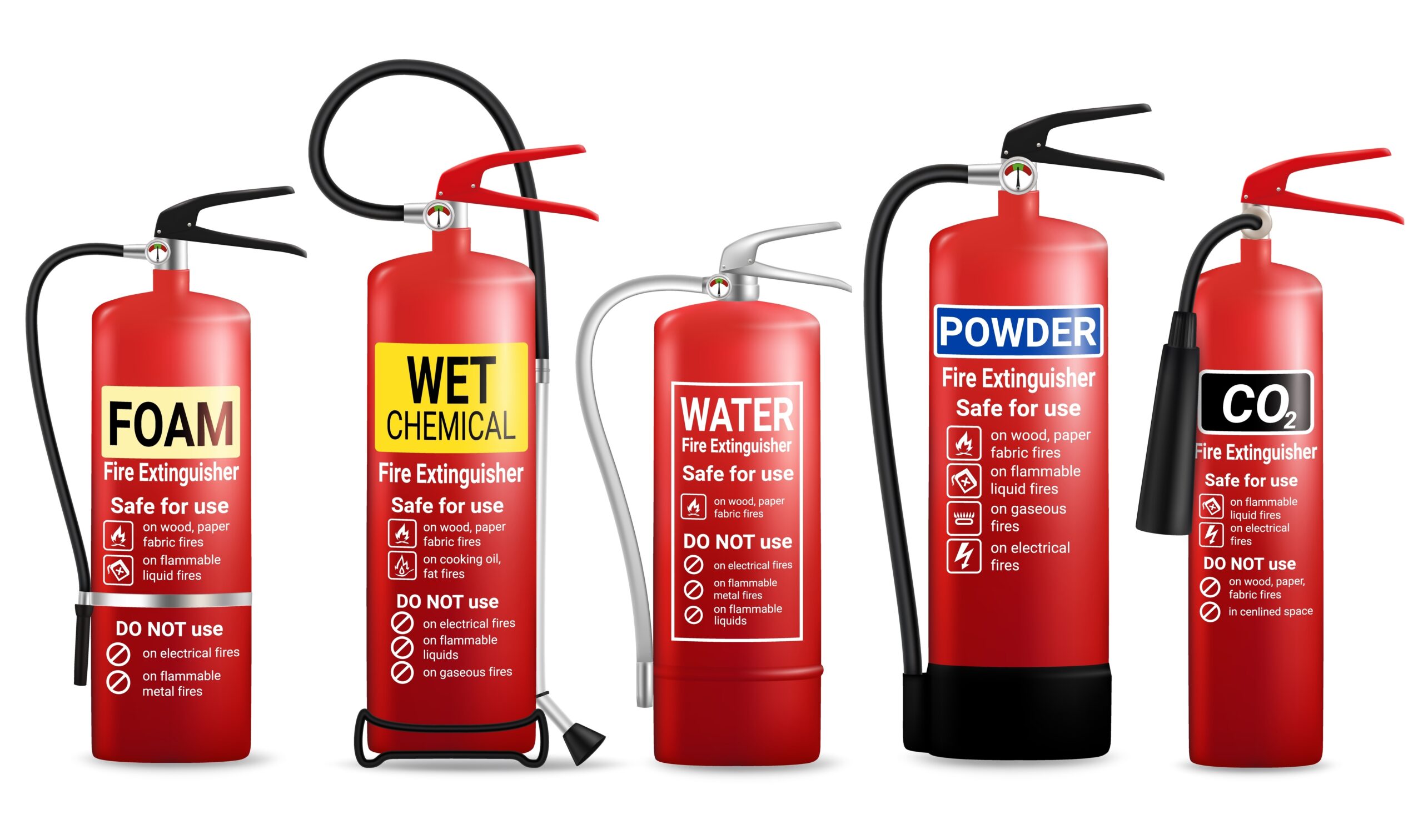 Different types of fire extinguishers